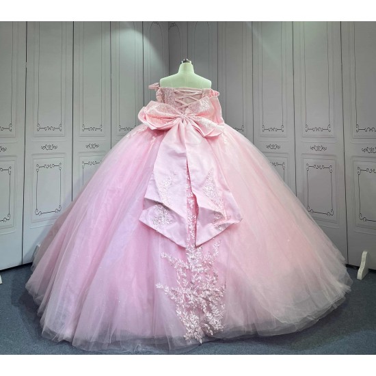 Mumuleo Pink Sweetheart Ball Gown Quinceanera Dresses with Sweep Train Beading for Party 2026
