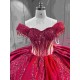 Mumuleo Red Sweetheart Neckline Floor-Length Ball Gown Quinceanera Dress with Chapel Train and Lace Decoration 2026