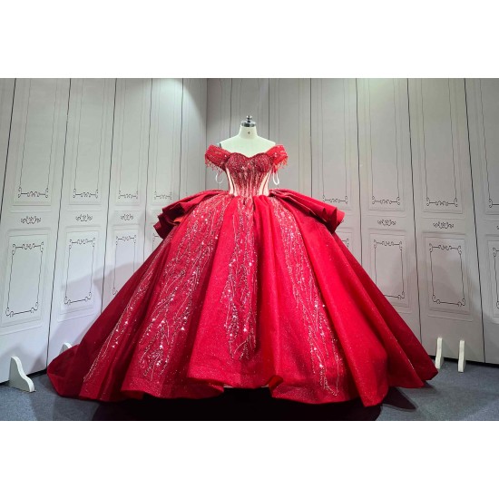 Mumuleo Red Sweetheart Neckline Floor-Length Ball Gown Quinceanera Dress with Chapel Train and Lace Decoration 2026