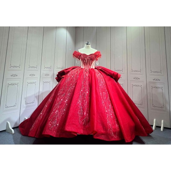 Mumuleo Red Sweetheart Neckline Floor-Length Ball Gown Quinceanera Dress with Chapel Train and Lace Decoration 2026