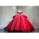 Mumuleo Red Sweetheart Neckline Floor-Length Ball Gown Quinceanera Dress with Chapel Train and Lace Decoration 2026