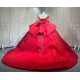 Mumuleo Red Sweetheart Neckline Floor-Length Ball Gown Quinceanera Dress with Chapel Train and Lace Decoration 2026
