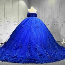 Mumuleo Royal Blue Quinceanera Dress With 3D Flowers