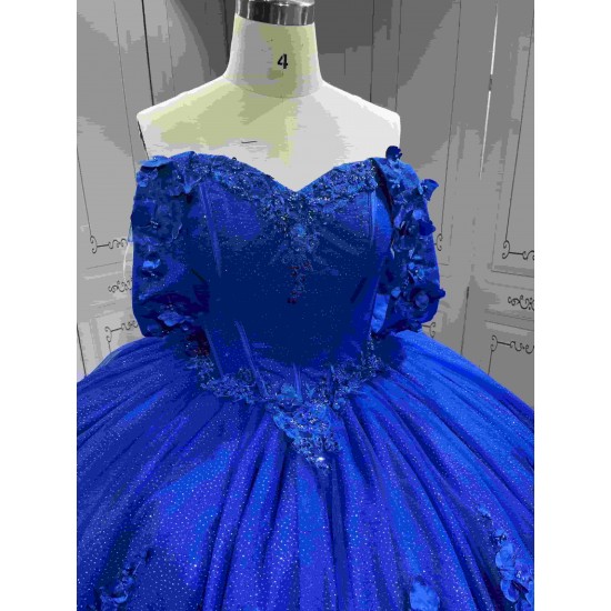 Mumuleo Royal Blue Quinceanera Dress With 3D Flowers