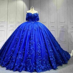 Mumuleo Royal Blue Quinceanera Dress With 3D Flowers