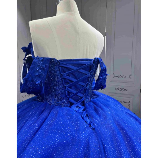 Mumuleo Royal Blue Quinceanera Dress With 3D Flowers