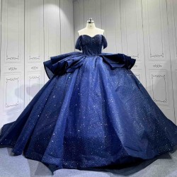Mumuleo Navy Blue Sweetheart Lace Natural Waist Floor-Length Chapel Train Quinceanera Party Dress 2026