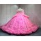 Mumuleo Hot Pink Quinceanera Ball Gown Floor-Length Chapel Train Modern Satin Dress with Big Bowtie Detachable