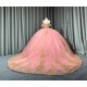 Mumuleo Blush Pink Rose Gold Floor-Length Ball Gown Shoulder Sweetheart Neckline Chapel Train Quinceanera Dresses 2026 100%