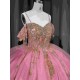 Mumuleo Blush Pink Rose Gold Floor-Length Ball Gown Shoulder Sweetheart Neckline Chapel Train Quinceanera Dresses 2026 100%