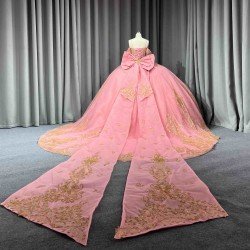 Mumuleo Blush Pink Rose Gold Floor-Length Ball Gown Shoulder Sweetheart Neckline Chapel Train Quinceanera Dresses 2026 100%