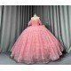 Mumuleo Blush Pink Rose Gold Floor-Length Ball Gown Shoulder Sweetheart Neckline Chapel Train Quinceanera Dresses 2026 100%