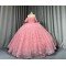 Mumuleo Blush Pink Rose Gold Floor-Length Ball Gown Shoulder Sweetheart Neckline Chapel Train Quinceanera Dresses 2026 100%