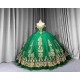 Mumuleo Green Ball Gown Floor-Length Quinceanera Dresses Chapel Train Modern Satin Lace Print Natural Waist for Teenagers 2026
