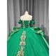 Mumuleo Green Ball Gown Floor-Length Quinceanera Dresses Chapel Train Modern Satin Lace Print Natural Waist for Teenagers 2026