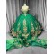 Mumuleo Green Ball Gown Floor-Length Quinceanera Dresses Chapel Train Modern Satin Lace Print Natural Waist for Teenagers 2026