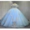 Mumuleo Sky Blue Quinceanera Ball Gown Floor-Length Dresses Chapel Modern Satin Lace Print Natural Waist for Teenagers 2026