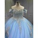 Mumuleo Sky Blue Quinceanera Ball Gown Floor-Length Dresses Chapel Modern Satin Lace Print Natural Waist for Teenagers 2026