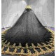 Mumuleo Black Gold Floor-Length Ball Gown Quinceanera Dresses with Chapel Train Modern Satin Lace Print for Teenagers 2026