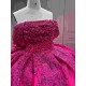 Mumuleo Fuchsia Ball Gown Floor-Length Modern Quinceanera Dresses Satin Chapel Train Lace Print Natural Waist for Teenagers 2026
