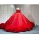 Mumuleo Red Quinceanera Floor-Length Ball Gown Modern Satin Lace Print Natural Waist Sweep Train Dresses for Teenagers 2026