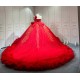 Mumuleo Red Quinceanera Floor-Length Ball Gown Modern Satin Lace Print Natural Waist Sweep Train Dresses for Teenagers 2026