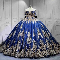 Mumuleo Navy Blue With Gold Quinceanera Dress Vestidos De 15 Anos Quinceanera Fashion Xv Vestido De 15 Aos Morado