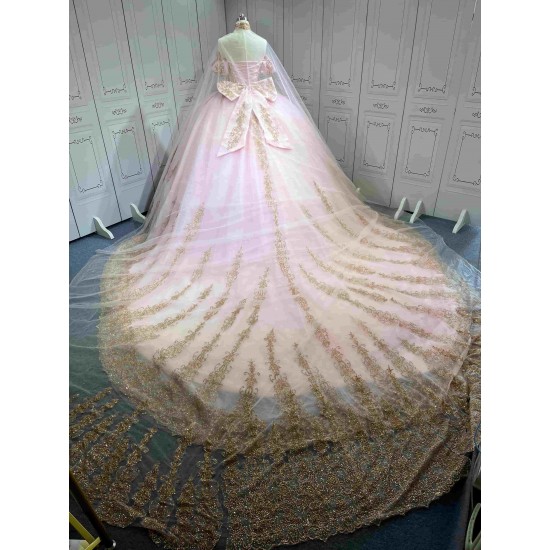 Mumuleo Pink Quinceanera Dress With Cape Vestidos De 15 Anos Quinceanera Fashion Xv Vestidos De 15 Aos Lila