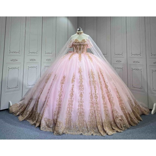 Mumuleo Pink Quinceanera Dress With Cape Vestidos De 15 Anos Quinceanera Fashion Xv Vestidos De 15 Aos Lila