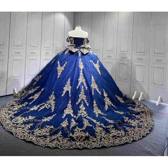 Mumuleo Navy Blue With Gold Quinceanera Dress Vestidos De 15 Anos Quinceanera Fashion Xv Vestido De 15 Aos Morado