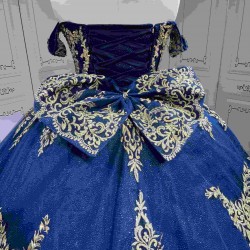 Mumuleo Navy Blue With Gold Quinceanera Dress Vestidos De 15 Anos Quinceanera Fashion Xv Vestido De 15 Aos Morado