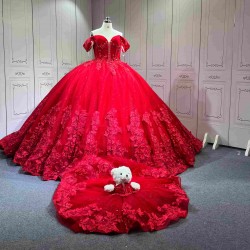 Mumuleo Bright Red Quinceanera Dress 2026 with Butterfly Vestidos De 15 Anos Quinceanera Miss XV De Vestido With Matching Bear Dress