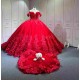Mumuleo Bright Red Quinceanera Dress 2026 with Butterfly Vestidos De 15 Anos Quinceanera Miss XV De Vestido With Matching Bear Dress