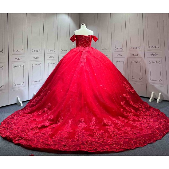 Mumuleo Bright Red Quinceanera Dress 2026 with Butterfly Vestidos De 15 Anos Quinceanera Miss XV De Vestido With Matching Bear Dress