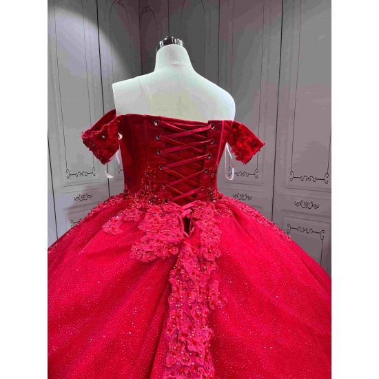 Mumuleo Bright Red Quinceanera Dress 2026 with Butterfly Vestidos De 15 Anos Quinceanera Miss XV De Vestido With Matching Bear Dress