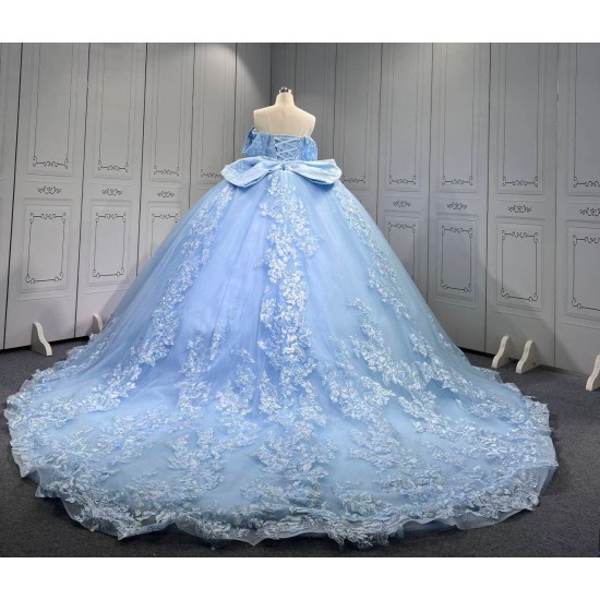 Mumuleo Sky Blue Quinceanera Dress Vestidos De 15 Anos Quinceanera Fashion Xv Anera Sweet 16 Princess Party Gowns With Matching Bear
