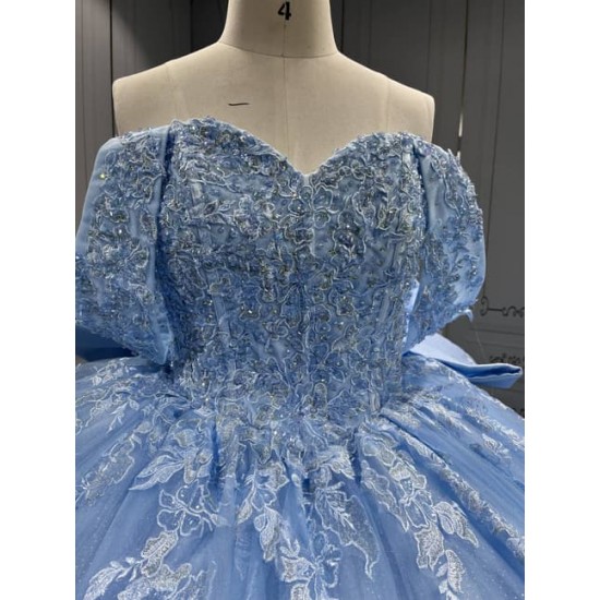 Mumuleo Sky Blue Quinceanera Dress Vestidos De 15 Anos Quinceanera Fashion Xv Anera Sweet 16 Princess Party Gowns With Matching Bear