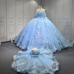 Mumuleo Sky Blue Quinceanera Dress Vestidos De 15 Anos Quinceanera Fashion Xv Anera Sweet 16 Princess Party Gowns With Matching Bear