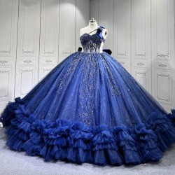 Mumuleo Navy Blue Quinceanera Dress with Bowtie Off the Shoulder Vestidos De Quinceaera 2026 Vestidos De 15 Anos