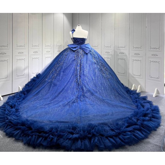 Mumuleo Navy Blue Quinceanera Dress with Bowtie Off the Shoulder Vestidos De Quinceaera 2026 Vestidos De 15 Anos