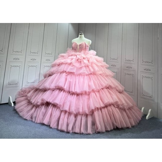 Mumuleo Pink Layered Quinceanera Dresses 2026 Vestidos De 15 Anos XV Vestidos Quinceaeras Ball Gowns Para 15 Womens Party Wear