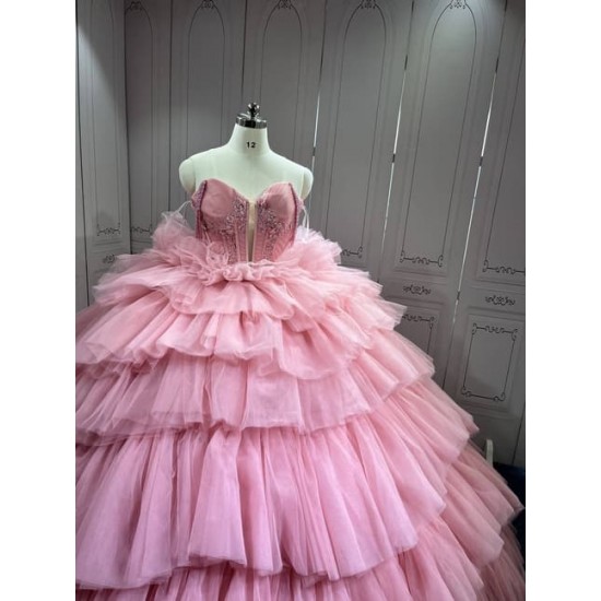 Mumuleo Pink Layered Quinceanera Dresses 2026 Vestidos De 15 Anos XV Vestidos Quinceaeras Ball Gowns Para 15 Womens Party Wear