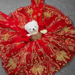 Mumuleo Red With Gold Bear Dress for Vestidos De 15 Aos Quinceanera Dresses Matching Doll Dressn 2026