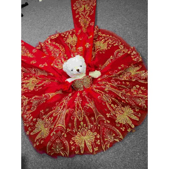 Mumuleo Red With Gold Bear Dress for Vestidos De 15 Aos Quinceanera Dresses Matching Doll Dressn 2026