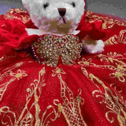 Mumuleo Red With Gold Bear Dress for Vestidos De 15 Aos Quinceanera Dresses Matching Doll Dressn 2026