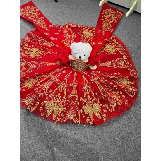 Mumuleo Red With Gold Bear Dress for Vestidos De 15 Aos Quinceanera Dresses Matching Doll Dressn 2026