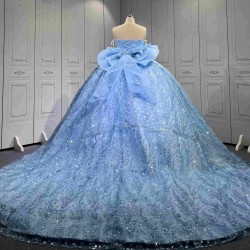 Sky Blue Quinceanera Dresses 2026 With Flowers Vestidos De 15 Aos Fiesta Azul Economic Quinceaera Dresses Azul