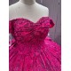 Mumuleo Sparkly Sequin Glitter Ball Gown Sweetheart Neckline Fuchsia Quinceanera Dresses Vestido De XV