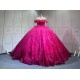 Mumuleo Sparkly Sequin Glitter Ball Gown Sweetheart Neckline Fuchsia Quinceanera Dresses Vestido De XV