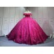 Mumuleo Sparkly Sequin Glitter Ball Gown Sweetheart Neckline Fuchsia Quinceanera Dresses Vestido De XV
